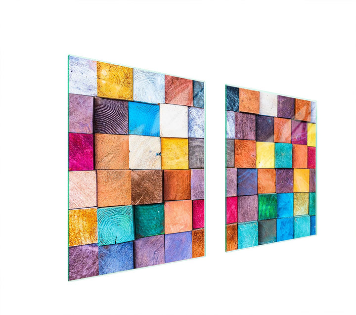 TMK ArtDeko Herdabdeckplatte 2 Teilig 40x52 + 45x52 cm - Spritzschutz Herdabdeckung – Herdschutz aus