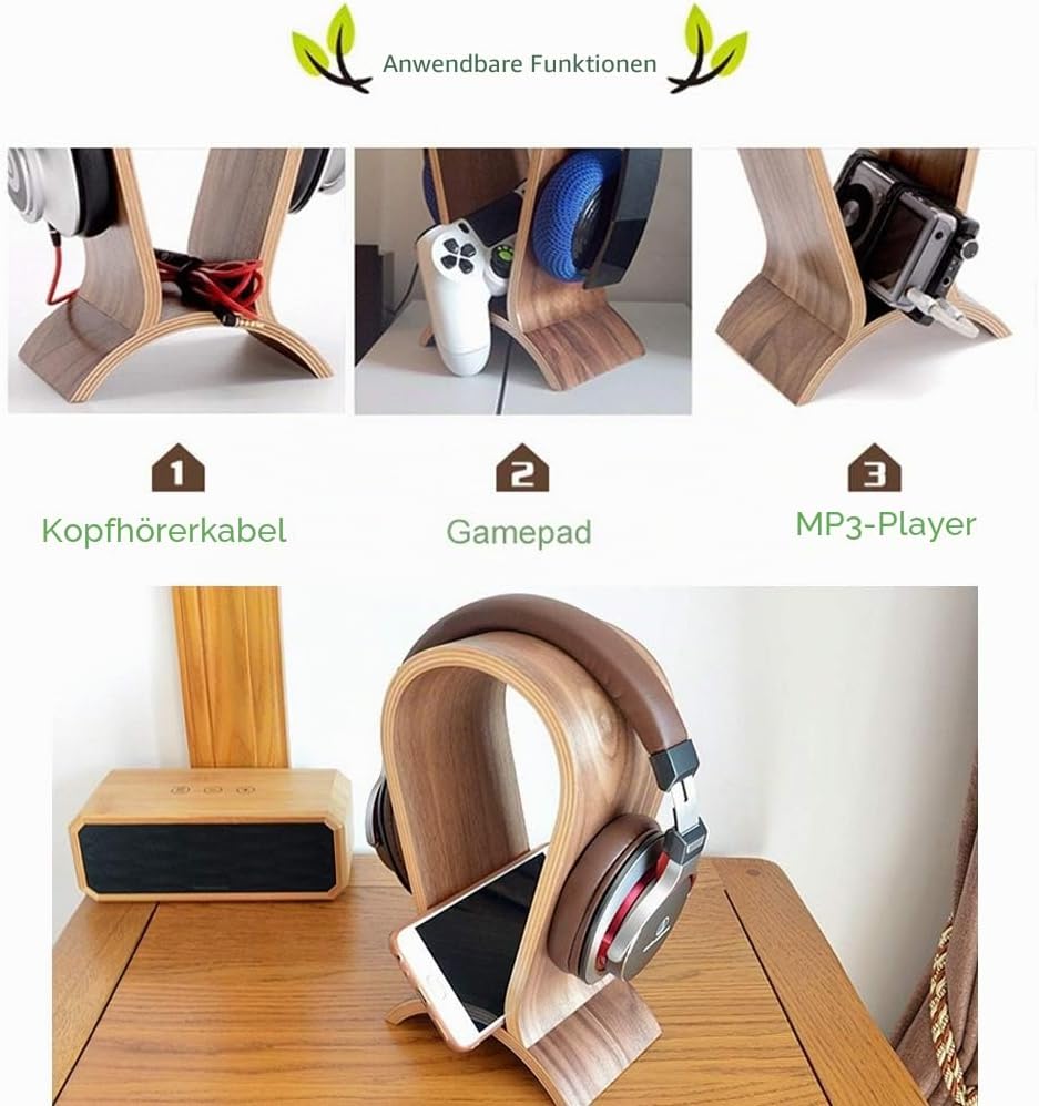 Kopfhörerständer Holz, Kopfhörer Halter Headset Halterung Gaming Headset Ständer für Over-Ear-Kopfhö