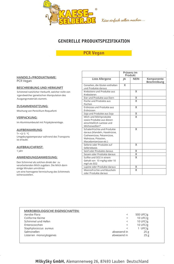 PCR Vegan Penicillium Roqueforti - für Blauschimmelkeese
