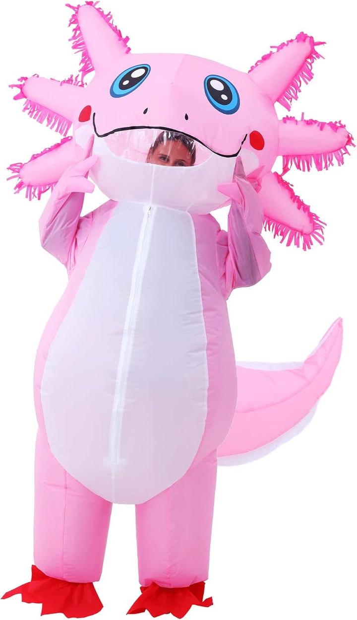 JOYBRO Aufblasbares Axolotl Kostüm, Lustiges Axolotl Kostüm, Perfekt für Halloween, Karneval, Cospla