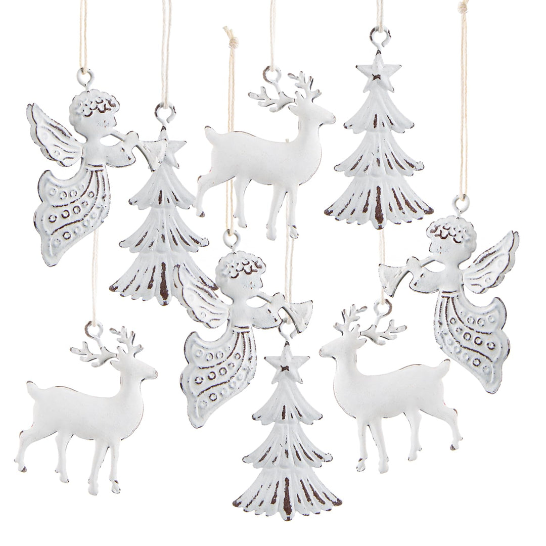 Weihnachtsanhänger Metall, 9er Set: Metallanhänger Tannenbaum, Engel &amp; Rentier, Deko Weihnachten, Vi