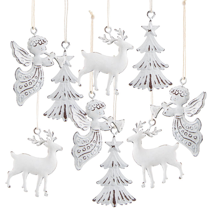 Weihnachtsanhänger Metall, 9er Set: Metallanhänger Tannenbaum, Engel &amp; Rentier, Deko Weihnachten, Vi