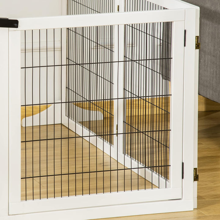 PawHut Absperrgitter Hund Verstellbares Freistehendes Schutzgitter mit Füssen 70H x 432B cm Holz Hun