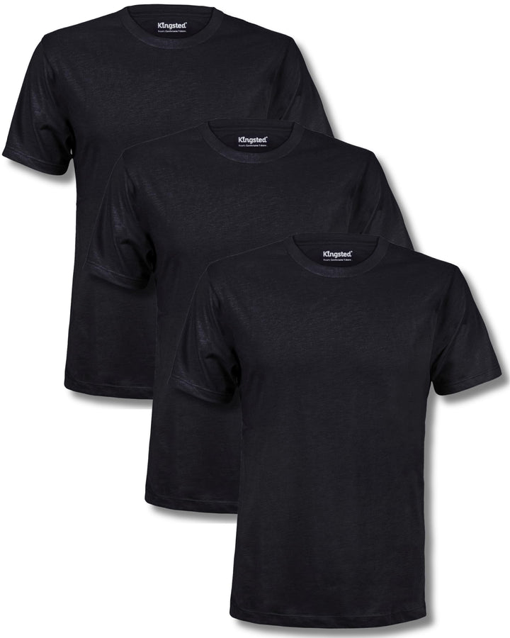 Kingsted Herren Klassische Einfarbige T-Shirt (4er Pack) L Black Pack, L Black Pack