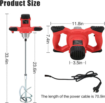 Agitator Zementmischer Industriemischer Cement mixer, 2100Watt 2-Gang Getriebe, weicher Start, mit M