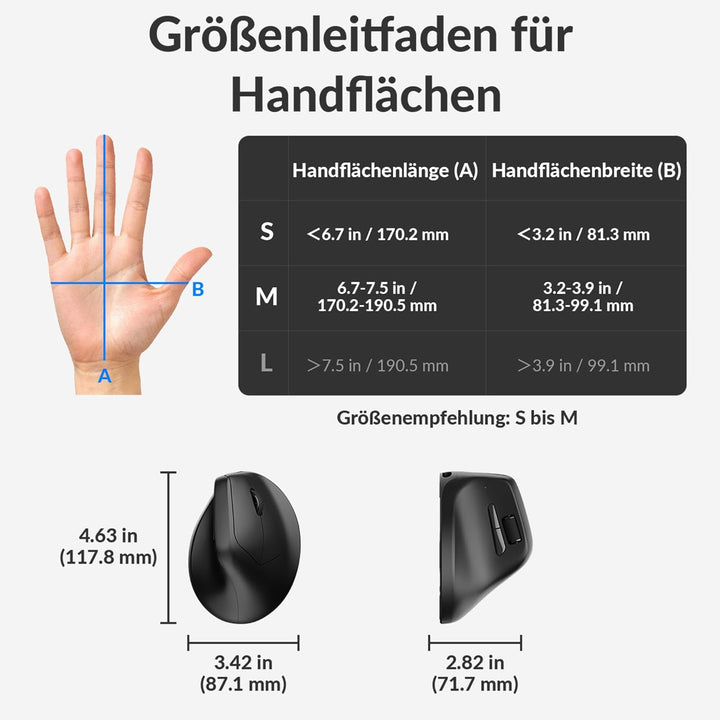 Keychron M5 8K ergonomische Vertikal-Gaming-Maus, 30 000 DPI, 750 IPS, 2,4 GHz/Bluetooth 5,3 / USB-C