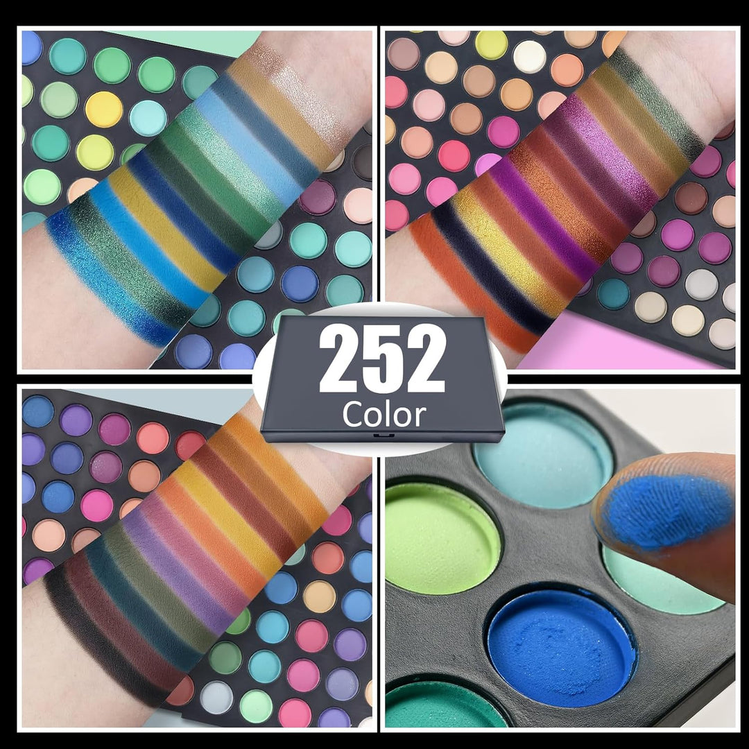 FantasyDay Profi 252 Farben Hochpigmentierte Warme Natürliche Matt Schminke Lidschatten Palette Make