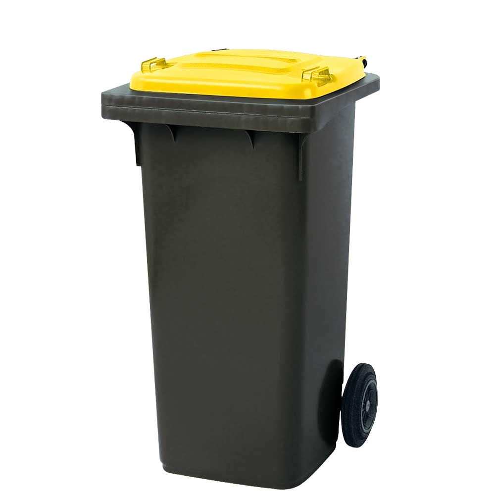 BRB Müllbehälter, Inhalt 120 Liter, Farbe anthrazit mit buntem Deckel, BxTxH 480 x 550 x 930 mm, PE-