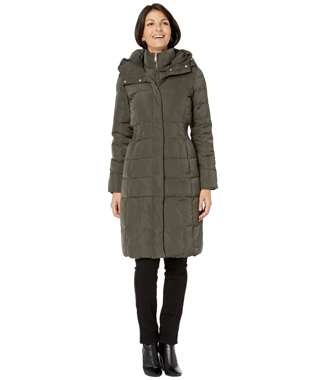Cole Haan Damen Long Quilted Puffer Coat Down Jacket Daunenalternative Oberbekleidung XS Wald, XS Wa