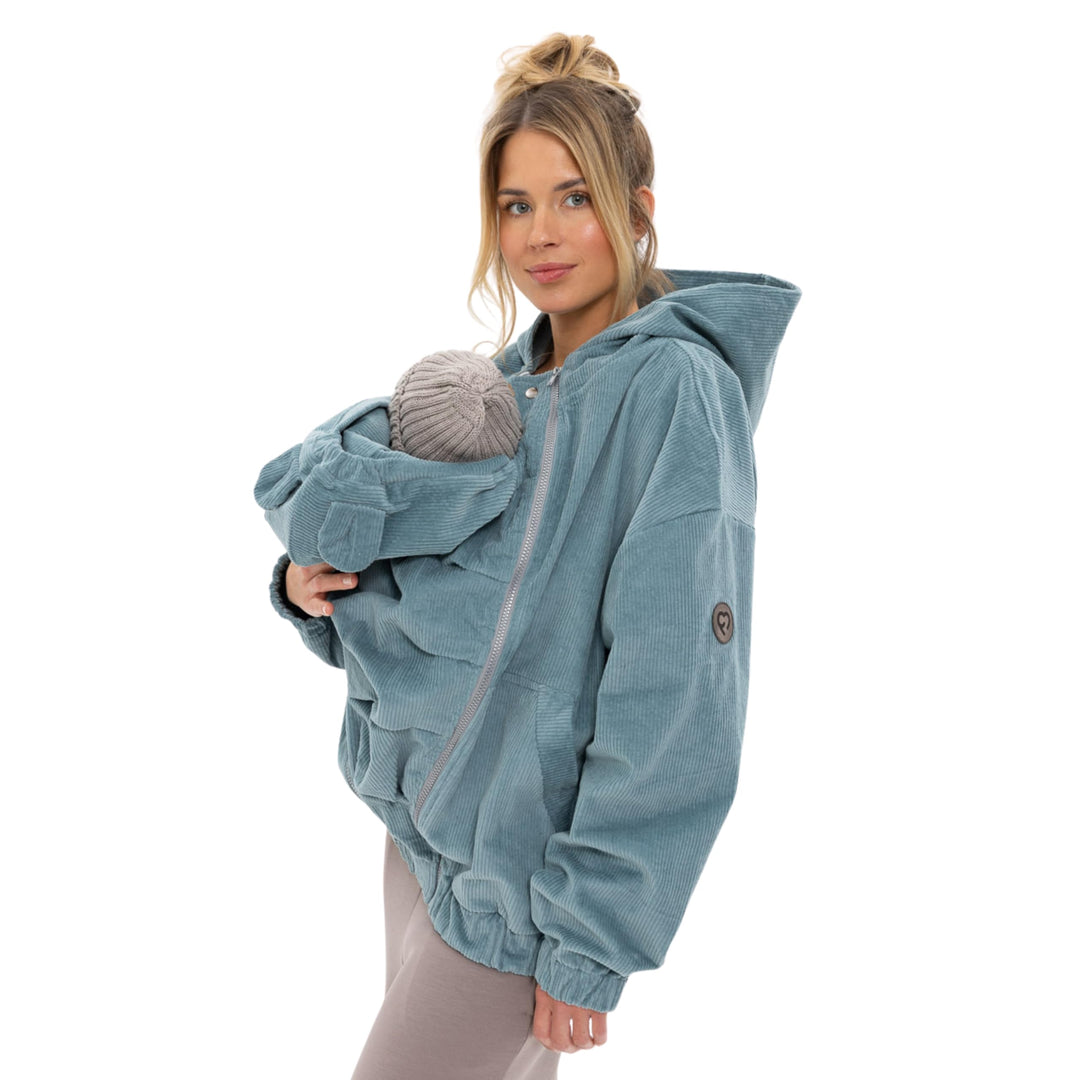 fun2bemum Cordjacke 3 in 1 Tragejacke Baby Umstandsjacke Oversize Herbstjacke für Mama mit Babytrage