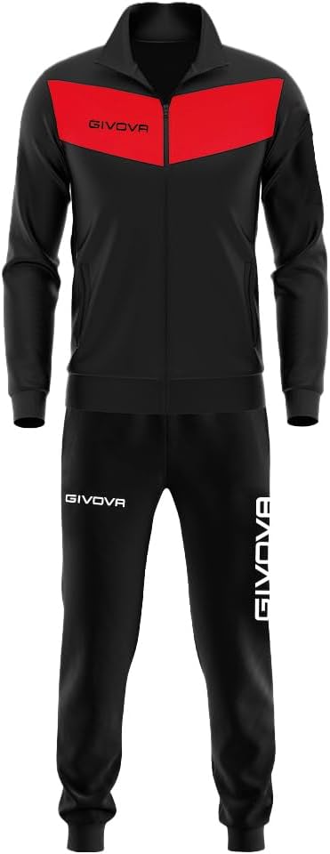 Givova Herren Anzug King Sportoutfit XXS schwarz / rot, XXS schwarz / rot