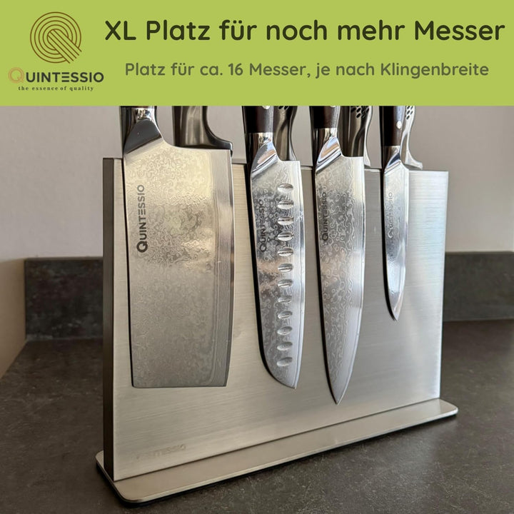 QUINTESSIO Messerblock magnetisch ohne Messer - Beidseitiger Messerhalter magnetisch aus Edelstahl -