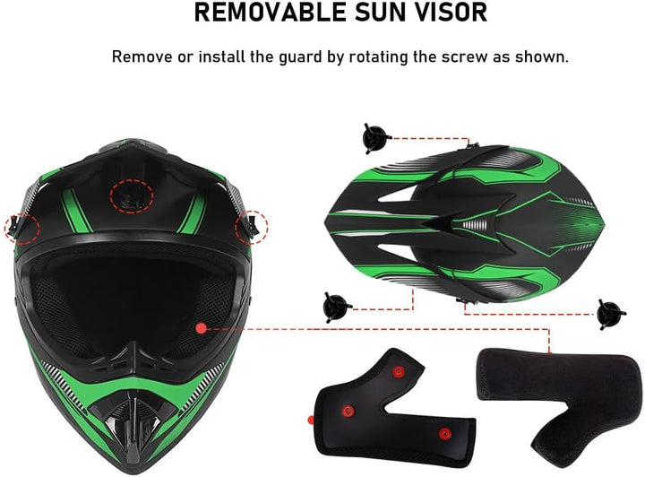 Jugend Motorradhelme,Kinderfahrradreithelm,Junge Und Mädchen, Roller Ski ATV Helm,ECE-Zertifizierung