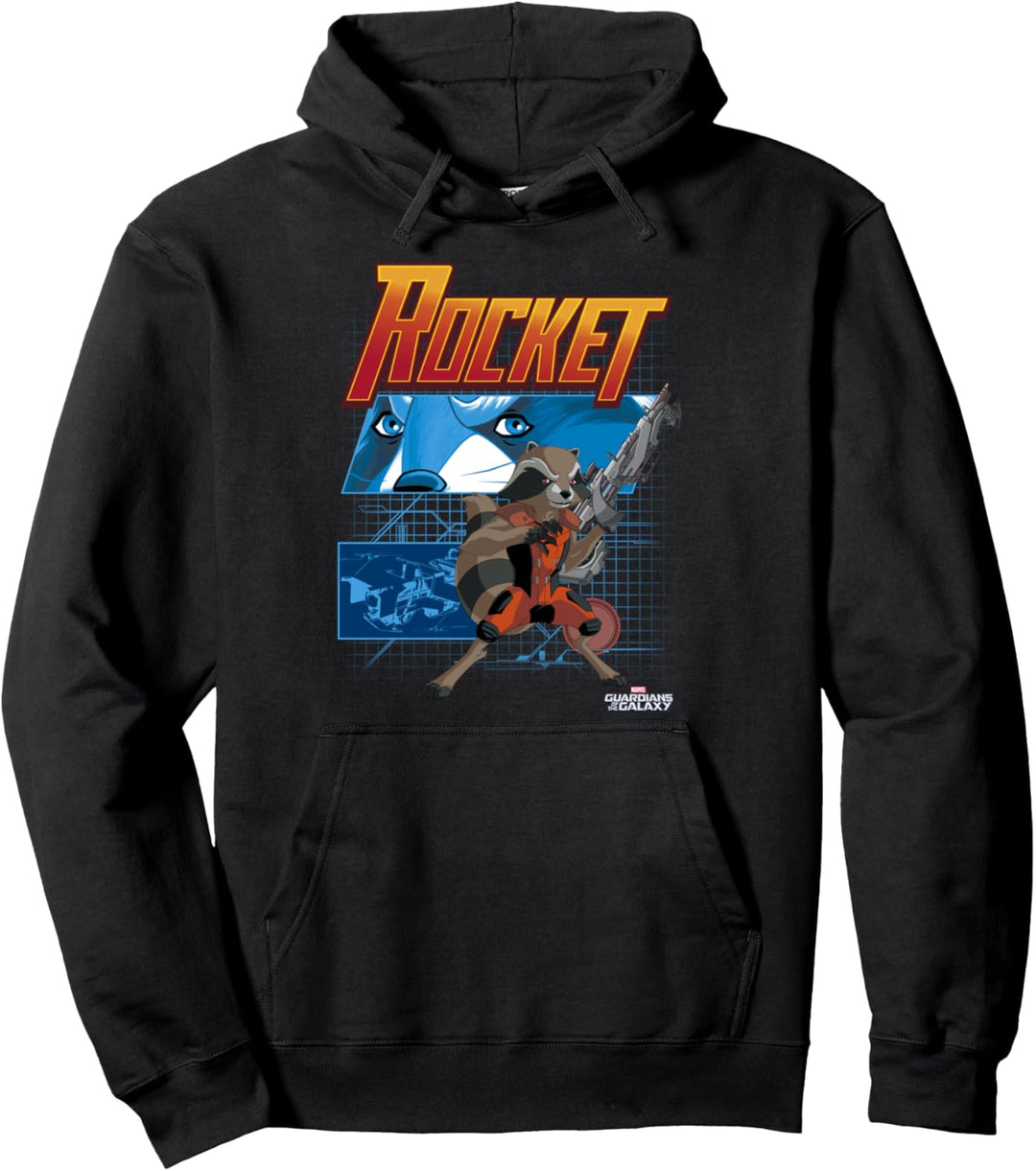 Marvel Rocket Cartoon Diagram Pullover Hoodie