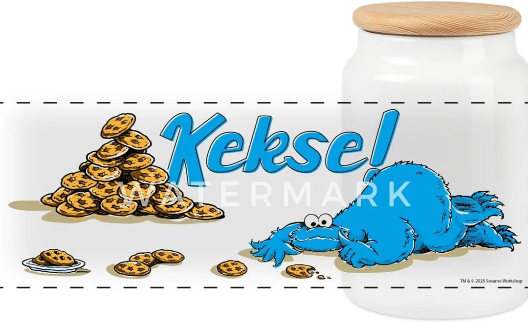 Spreadshirt Sesamstrasse Kekse Krümelmonster Keksdose Weiss 650 ml, Weiss 650 ml
