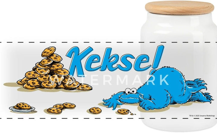 Spreadshirt Sesamstrasse Kekse Krümelmonster Keksdose Weiss 650 ml, Weiss 650 ml