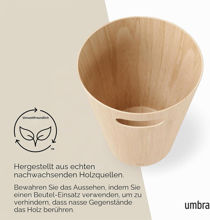 Umbra Woodrow Abfalleimer Holz, 7, 5l, Natur, Natur