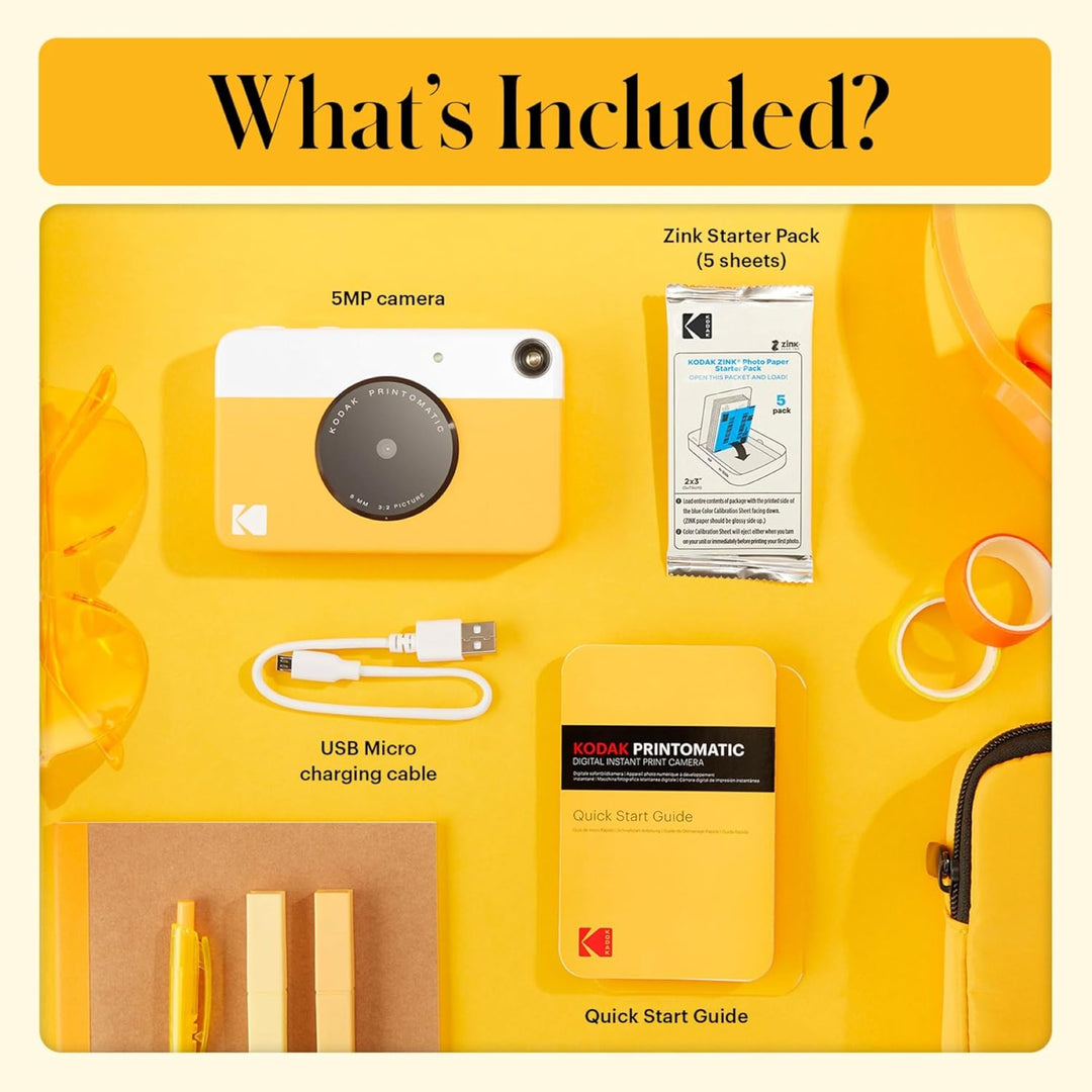 KODAK Printomatic Vollfarb-Sofortdruckkamera-Geschenkpaket + Softcase + Zink 2x3 Zoll selbstklebende