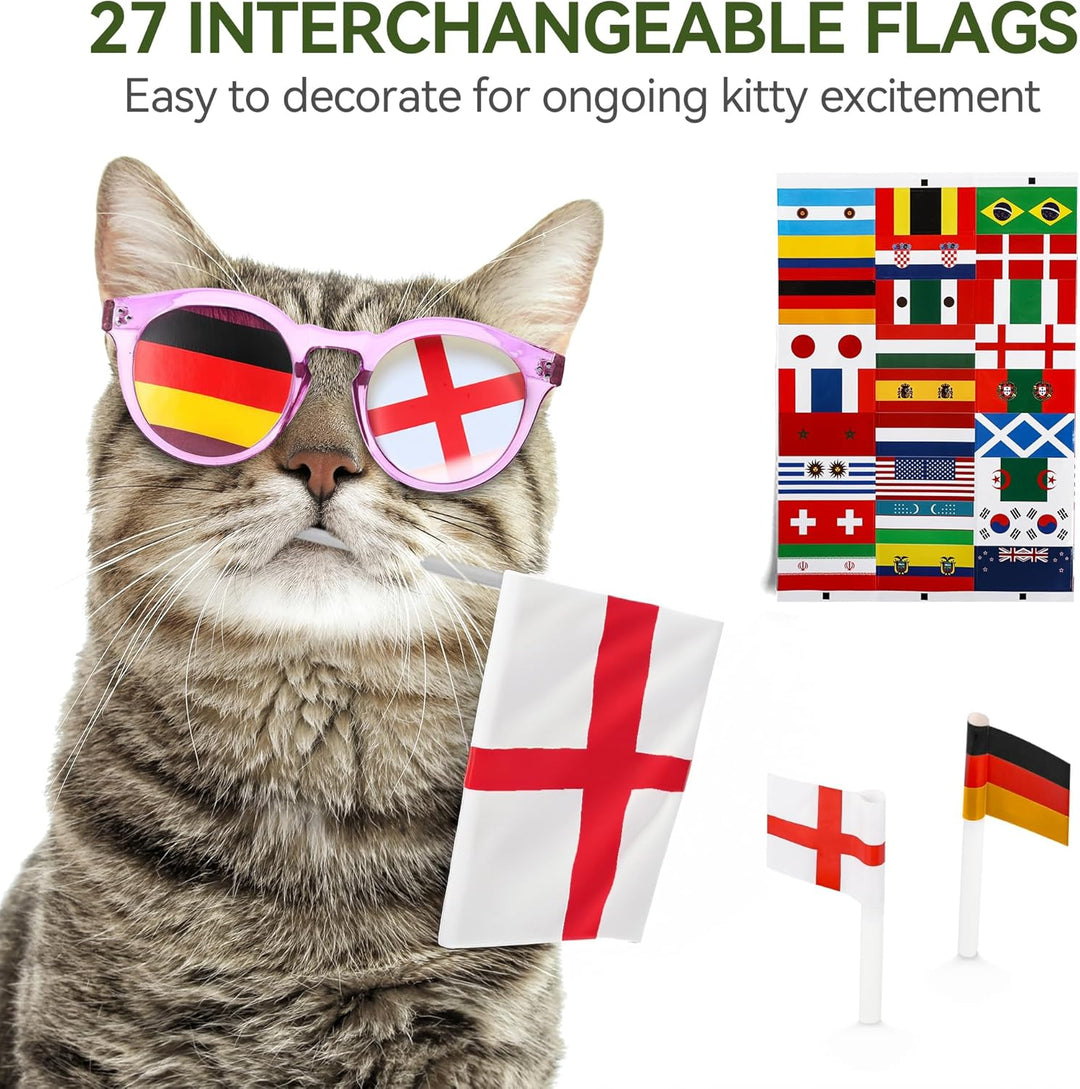 ALL FOR PAWS Interaktives Katzenspielzeug mit Fussballfeld-Design, Automatisches Katzenspielzeug mit