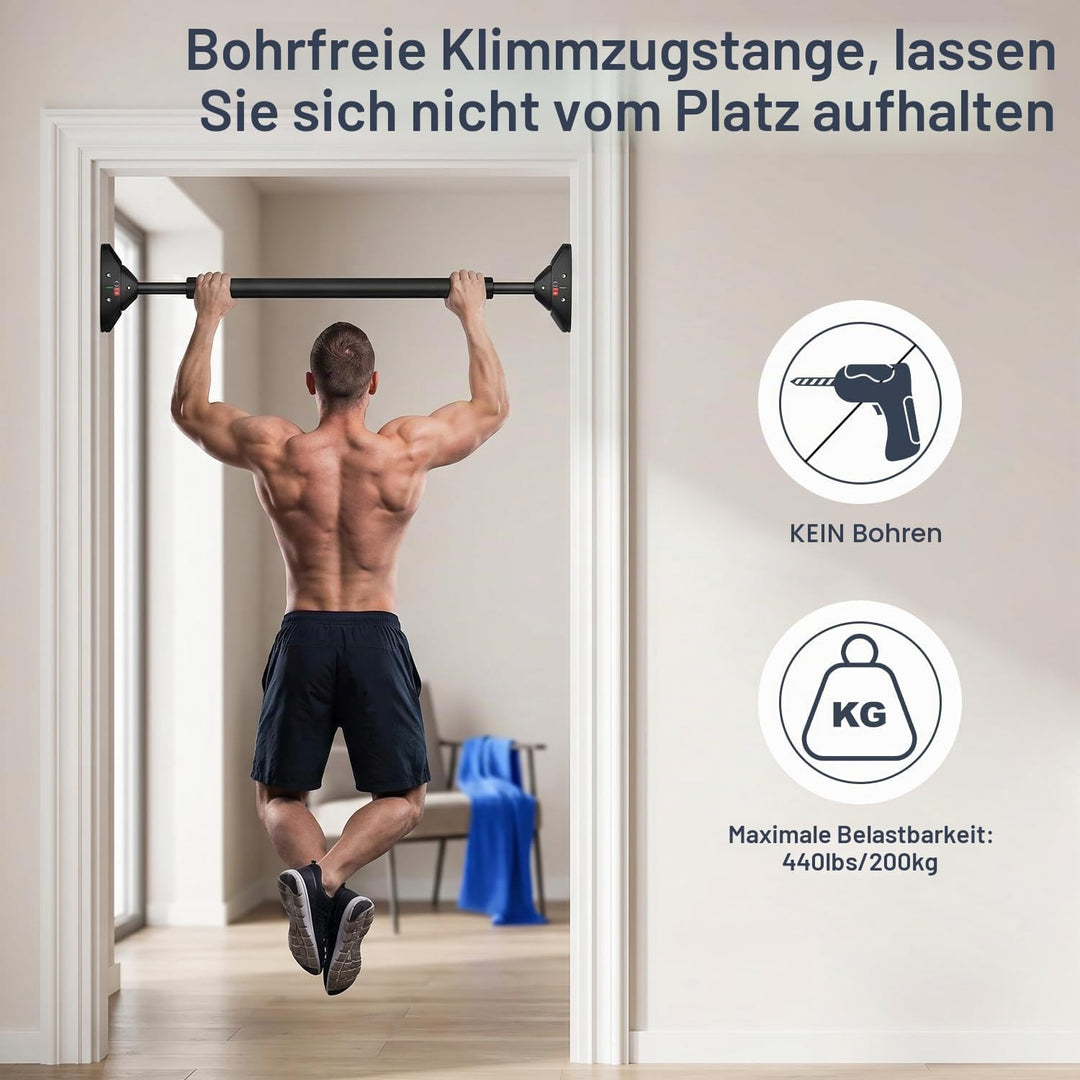 Klimmzugstange Türrahmen,Pull Up Bar Tragkraft bis 200 Kg,Reckstange Ohne Schrauben 74-97 cm Auszieh