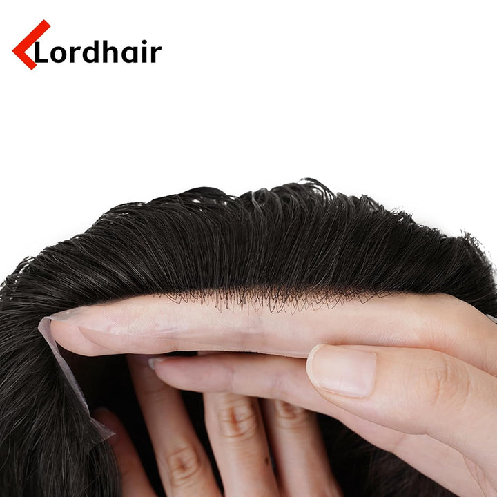 Lordhair Perücke Männer,Realität Toupet,0,06 mm Alle V-Looped Dünnes,Haarfreestyle,Natürlich eng anl