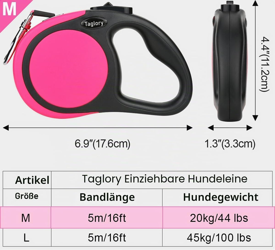 Taglory Hundeleine Rollleine für Kleine und Mittelgrosse Hunde bis 20kg, Hundeleine Ausziehbar mit A