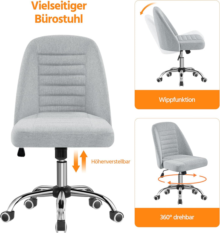 Yaheetech Bürostuhl Schreibtischstuhl Ergonomisch Gepolstert Stoff Drehstuhl mit Rollen Arbeitshocke