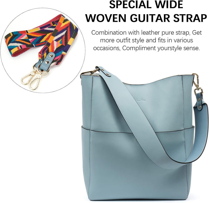 BOSTANTEN Leder Damen Handtasche Schultertasche Umhängetasche Designer Tasche Gross Hellblau, Hellbl