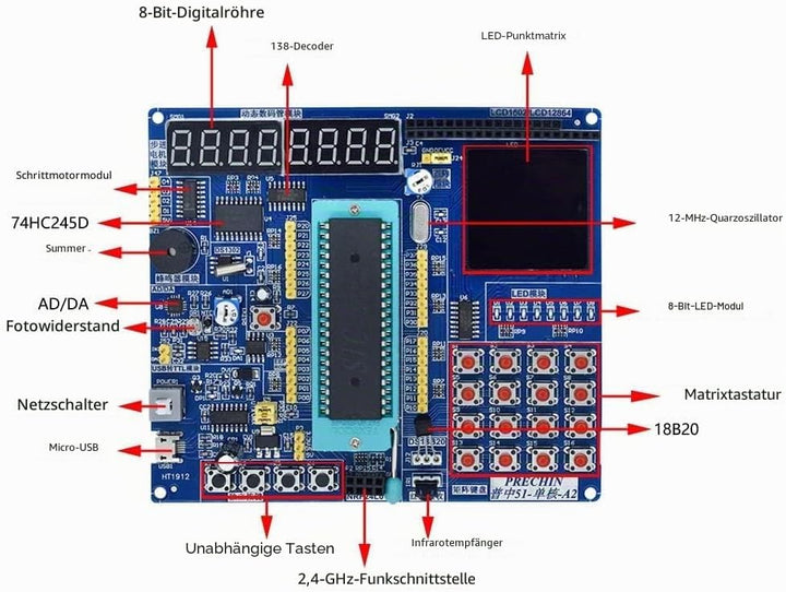 51 Microcontroller Development Board, STC89C52 Entwicklungsplatine, Mindestsystemplatine Lernsystemp