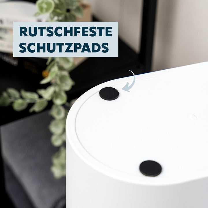 eluno ovaler Kosmetikeimer mit gummierter Softtouch-Oberfläche, Schwingdeckel & Schutzpads gegen Kra