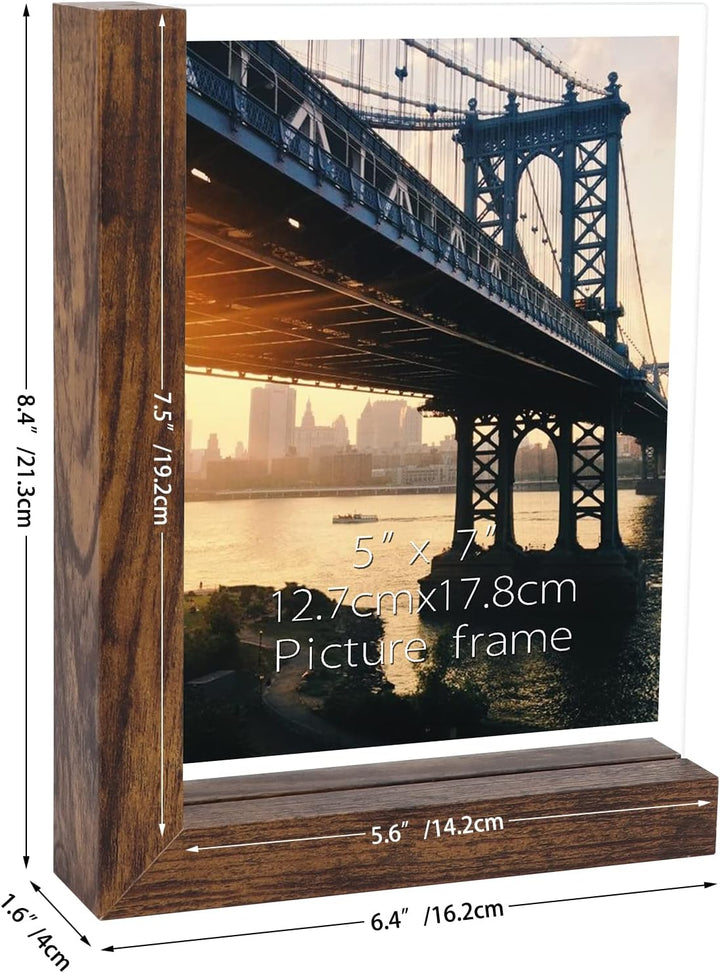 RLAVBL 2er Set Bilderrahmen 13x18 cm, Doppelseitiger Glasbilderrahmen mit L-förmigem MDF-Sockel, für