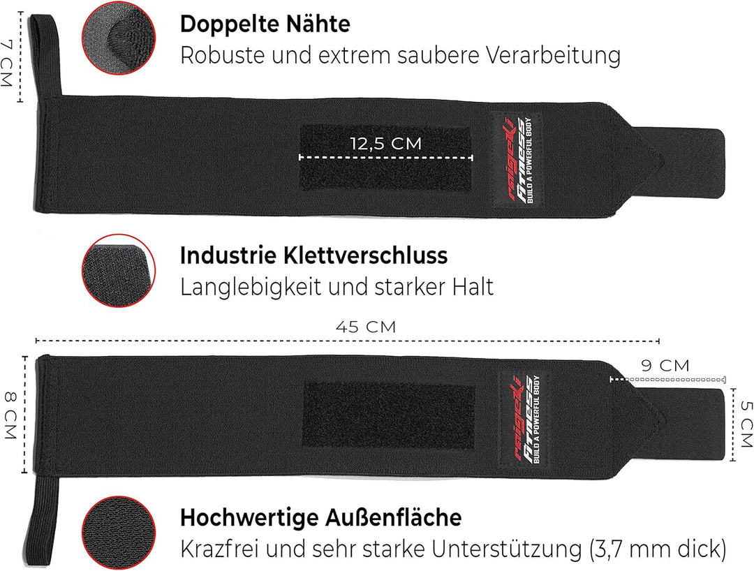 Handgelenk Bandagen + Fast Grip Zughilfen [Set] Profi Schnellverschluss (+ Trainingspläne) für Fitne