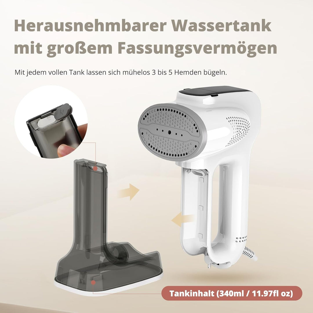 Steamer Dampfglätter mit Saugfunktion, 3000Pa Saugleistung Grosser Abnehmbar Wassertank Tragbares Re