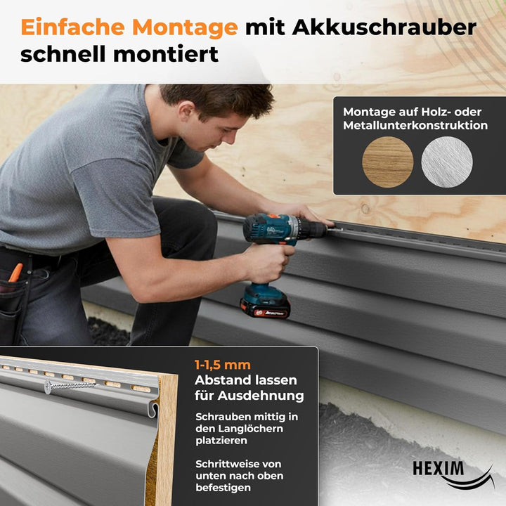HEXIM Siding Fassadenpaneele aussen Fassadenverkleidung wetterfest Kunststoffpanelee PVC-U Verkleidu