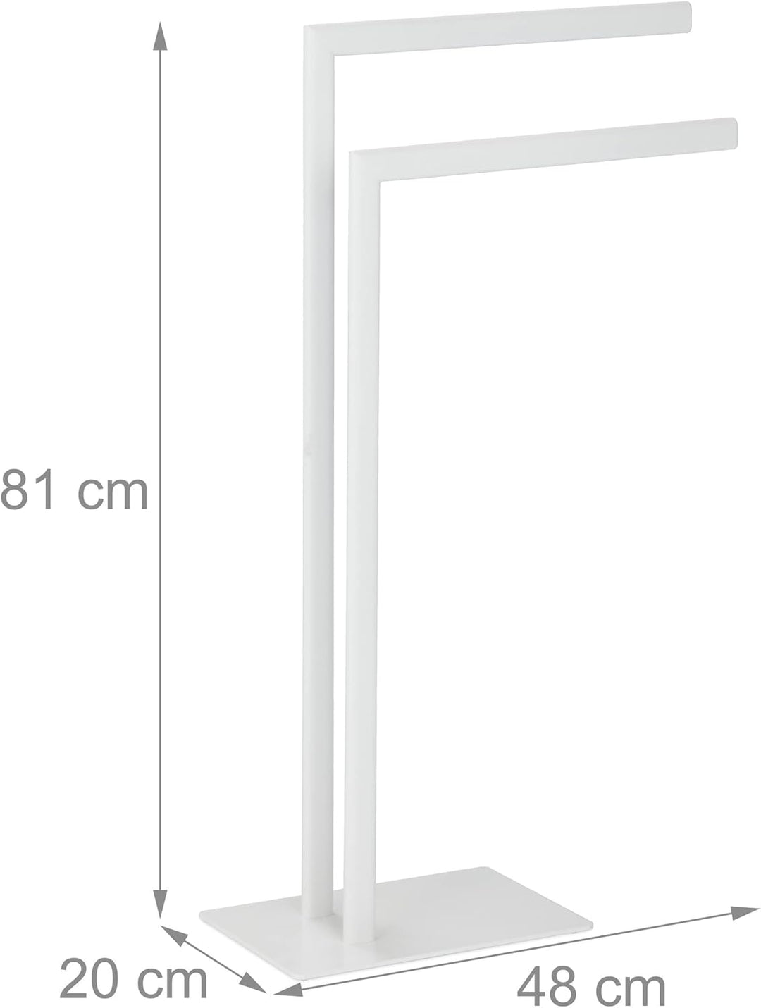 Relaxdays Handtuchständer freistehend, 2 Stangen, Badezimmer, Stahl, HxBxT: 81 x 48 x 20 cm, Bad Han