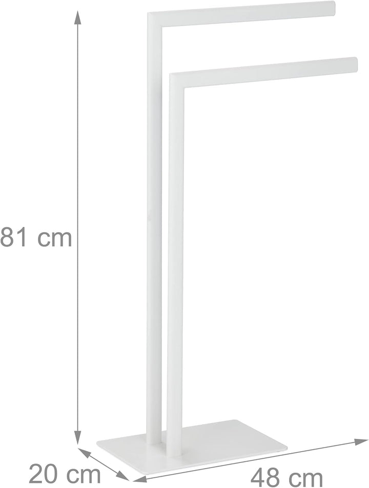 Relaxdays Handtuchständer freistehend, 2 Stangen, Badezimmer, Stahl, HxBxT: 81 x 48 x 20 cm, Bad Han