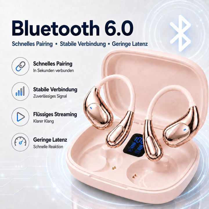 Bluetooth Kopfhörer 6.0 Kabellos, Sport Ohrhörer mit Ohrbügel, 50 Std. Spielzeit, LED Display Ladeca
