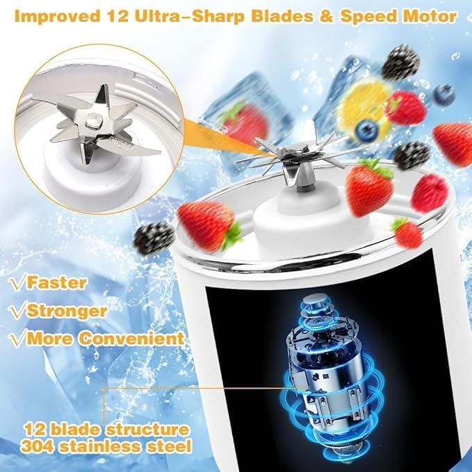Tragbarer Mixer, 700 ml Mixer Smoothie, Mini-Standmixer mit 12 Edelstahlklingen und Digitalanzeige,