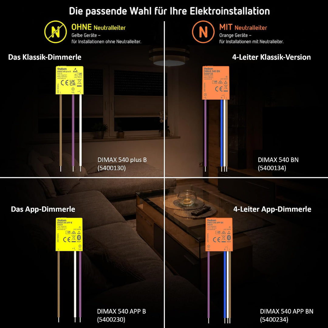 Theben 5400130 DIMAX 540 plus B Unterputz Dimmer I UP-Dimmer I R- und C-Lasten I 230 V AC I ohne Nul