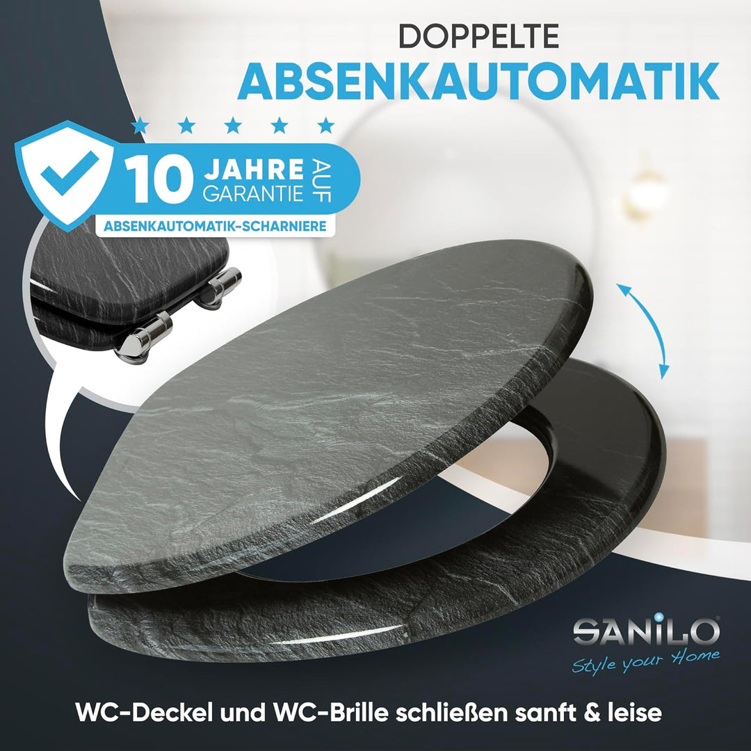 Sanilo WC Sitz mit Absenkautomatik, viele schöne schwarze Toilettendeckel zur Auswahl, hochwertige u