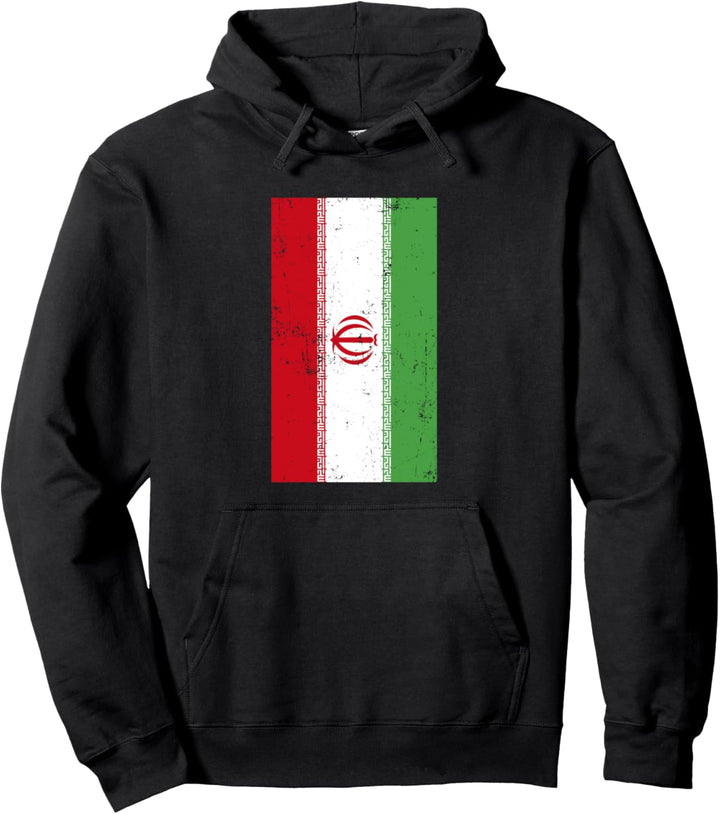 Iran Middle East Tehran Distressed Flag Pullover Hoodie