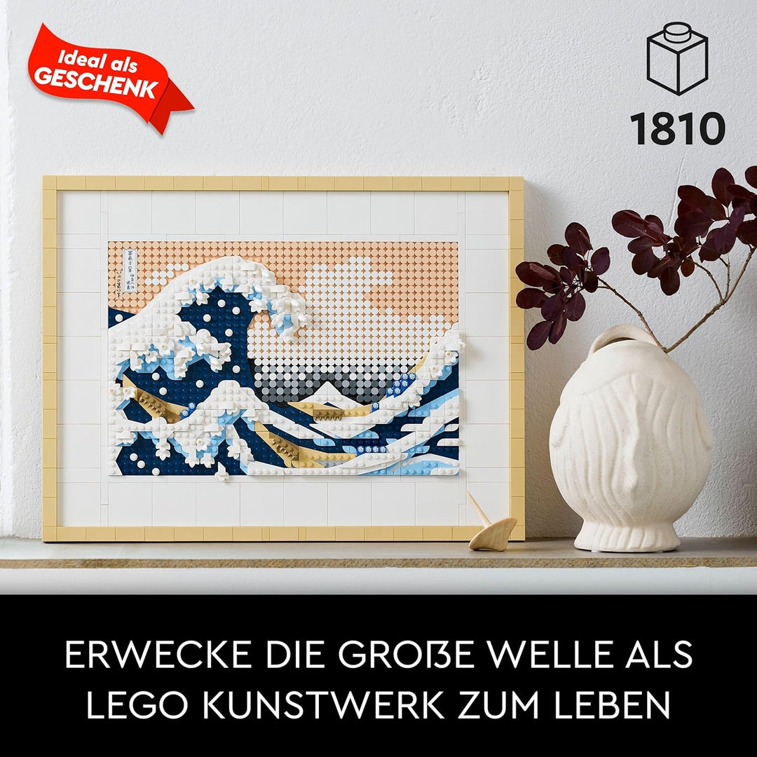 LEGO 31208 Art Hokusai – Grosse Welle, 3D Japanische Wanddeko, Bastelset, gerahmte Ozean-Leinwand, H