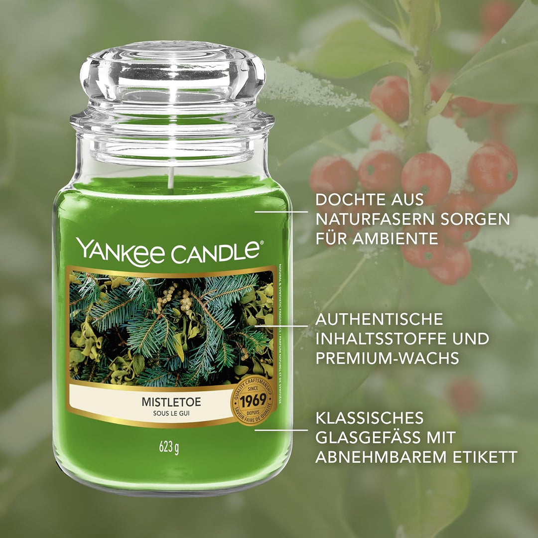 Yankee Candle Duftkerze im Glas (gross), Mistletoe, Kerze mit langer Brenndauer bis zu 150 Stunden,