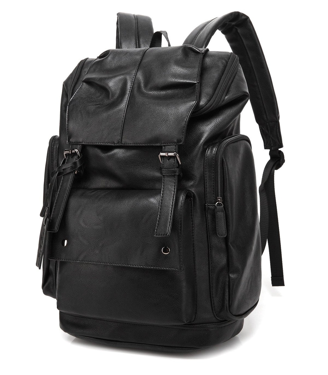 BAOSHA BP-16 PU Leder Casual Rucksack College Rucksack Daypack Schwarz