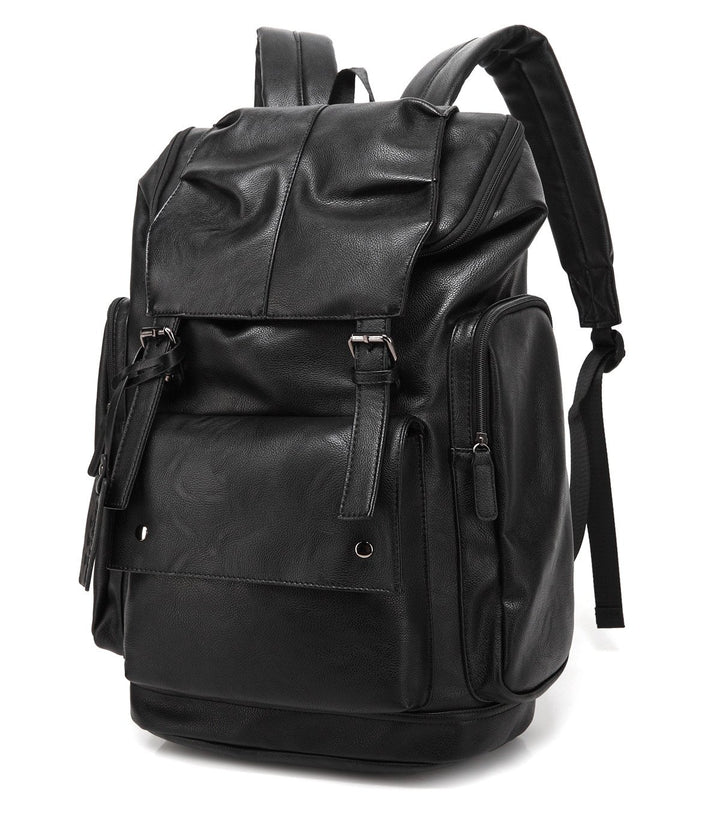 BAOSHA BP-16 PU Leder Casual Rucksack College Rucksack Daypack Schwarz