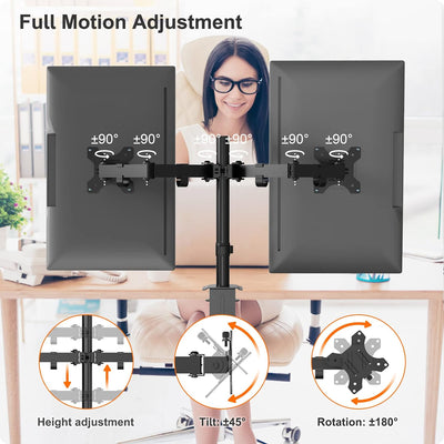 PUTORSEN Monitor Halterung 2 Monitore, für 13-32 Zoll Flach & Curved Bildschirm, Höhenverstellbar bi