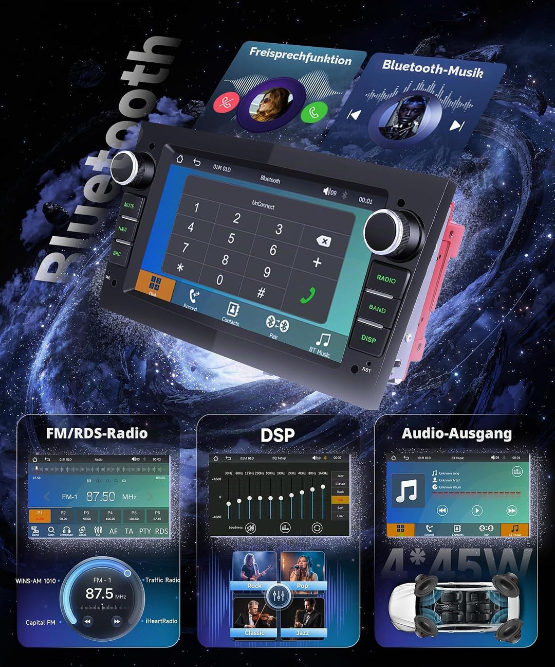 Hodozzy Autoradio für Opel Astra H Corsa D Zafira B Meriva Vivaro Antara | mit Wireless Carplay Andr