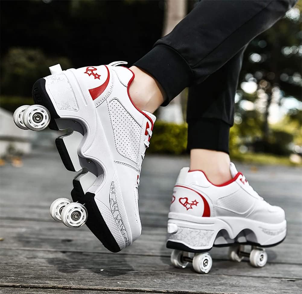 LDRFSE Schuhe mit Rollen, Rollschuhe Skateboard Schuhe Kinderschuhe Mit Rollen Skate Shoes Rollen Sc