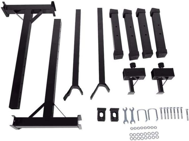 Kniebeugen, Unterstellböcken, verstellbare Stützen, Hantelauflage, max. 150 kg, Reines Schwarz