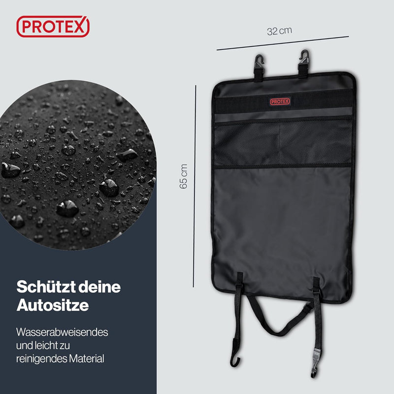 PROTEX | Premium [2er Set] Rückenlehnenschutz Auto–Auto Rücksitz Organizer [Oxford 600D] –wasserabwe